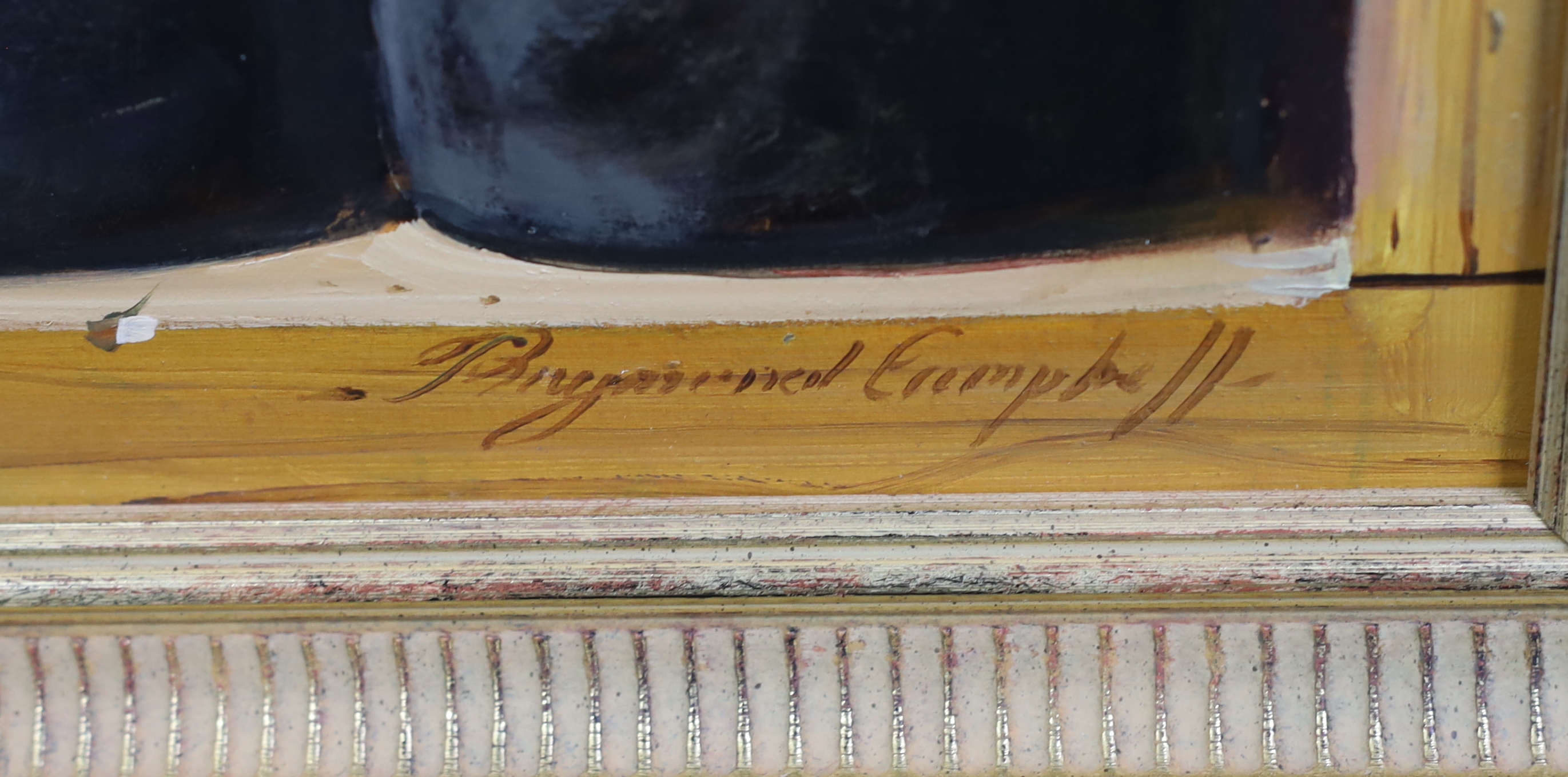 Raymond Campbell (English, 1956-), 'Chateau Pavie 1985', oil on board, 59 x 28cm